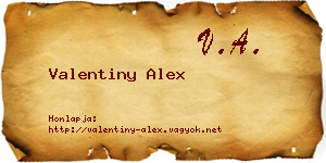 Valentiny Alex névjegykártya